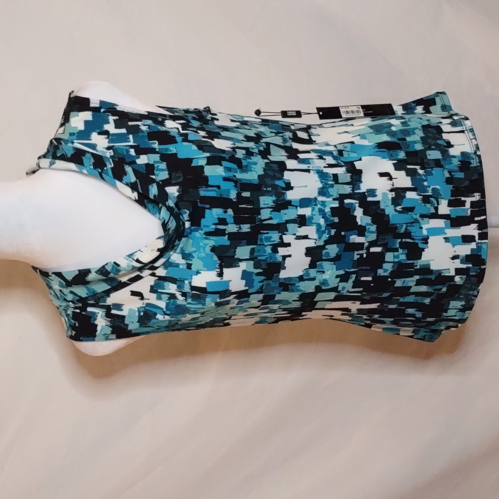 Tahari green and black Blouse, Top stretchy, nwt, small